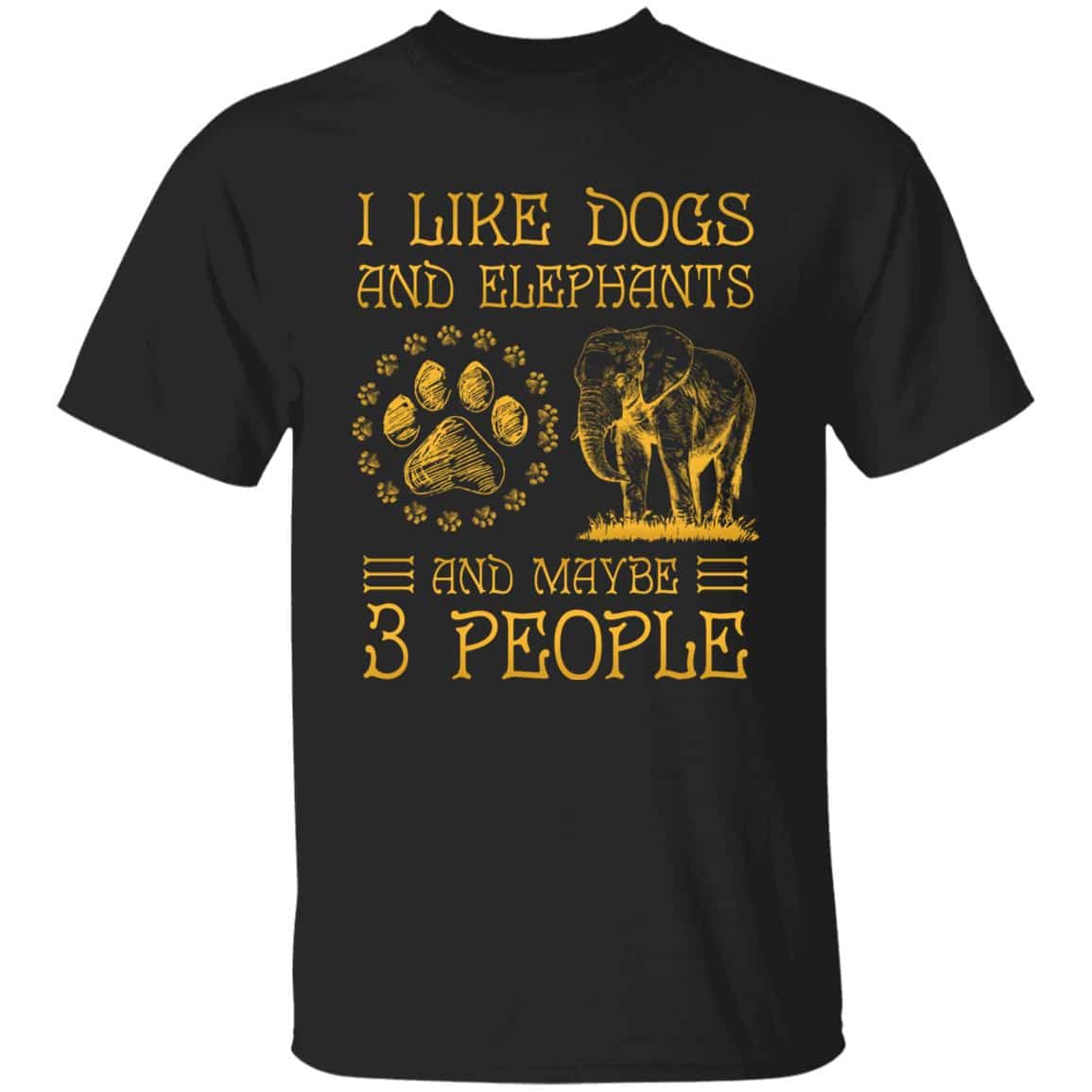 3VT. I Like Dogs And Elephants, Black, Unisex T-Shirt
