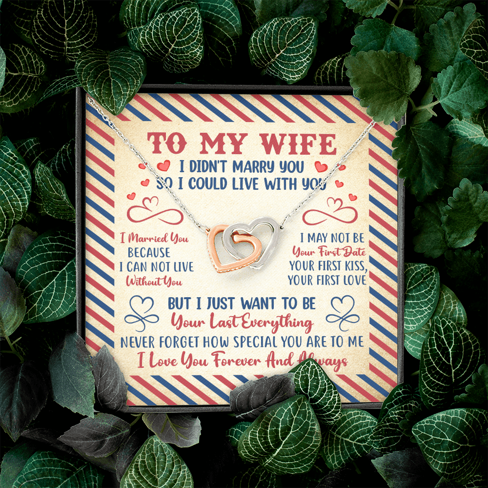 Valentines Gifts for Her To My Wife I Didn't Marry You so I Could Live with You Interlocking Hearts Pendant Necklace