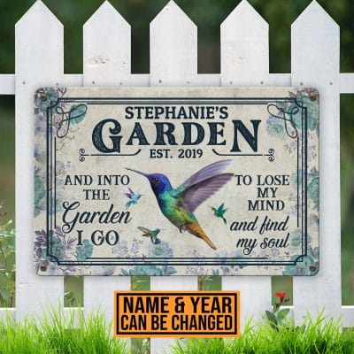 Alternative view of Personalized And Into The Garden I Go To Lose My Mind And Find My Soul Decorative Metal Sign - Outdoor Decor Farmhouse