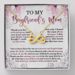 To My Boyfriend's Mom Thank You For Welcoming Me Infinity Heart Pendant Necklace - Infinity Heart Necklace (18K Yellow Gold)
