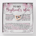 To My Boyfriend's Mom Thank You For Welcoming Me Interloking Hearts Pendant Necklace - Interlocking Hearts Necklace