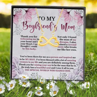 Alternative view of To My Boyfriend's Mom Thank You For Welcoming Me Infinity Heart Pendant Necklace