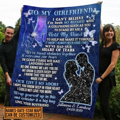 Alternative view of To My Girlfriend Personalized Star Map Blanket - Night Sky Custom Star Map For A Specific Date Gift For Her