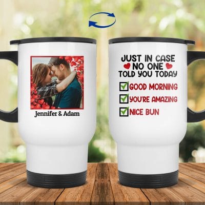 14 oz. White Travel Mug