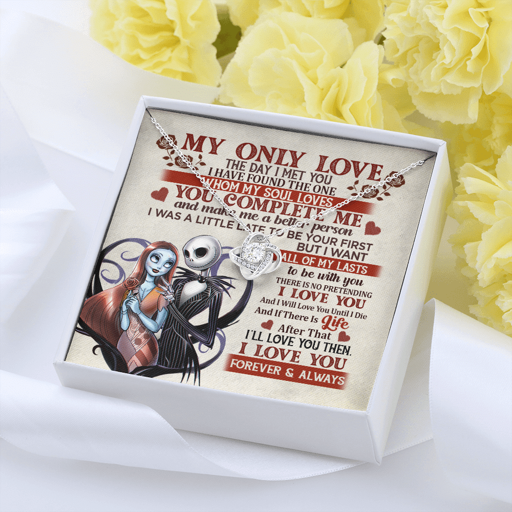 Jack and Sally Nightmare Before Christmas My Only Love The Day I Met You Valentines Love Knot Necklace