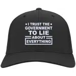 2VT. I Trust The Government Hat, Black, Twill Cap
