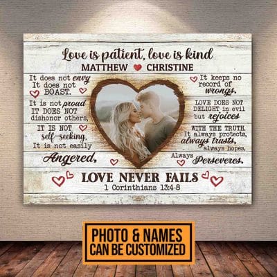 Personalized Photo Love Is Patient Love Is Kind It Does Not Envy Couple Framed Canvas Prints - Unframed Poster