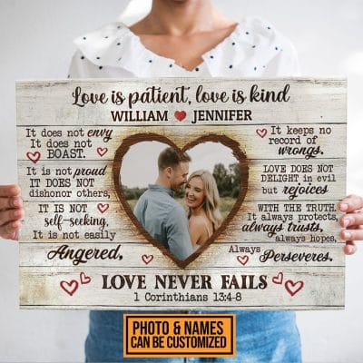 Alternative view of Personalized Photo Love Is Patient Love Is Kind It Does Not Envy Couple Framed Canvas Prints - Unframed Poster