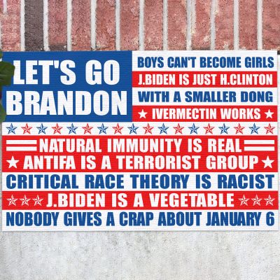 Let's Go Brandon Boys Can't Become Girls Joe Biden Is Just Hill Clinton With A Smaller Dong Indoor Outdoor Doormat