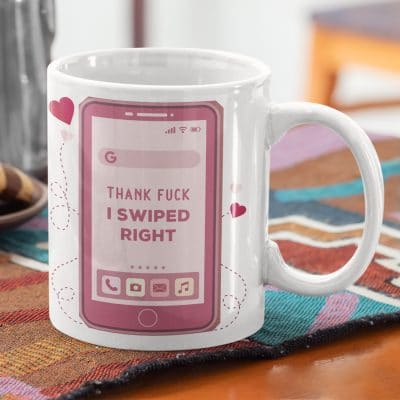 Alternative view of Thank F I Swiped Right Boyfriend Girlfriend Love Match Valentine's Day Coffee Mug - Beer Stein - Water Bottle