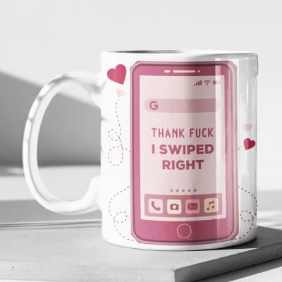 Thank F I Swiped Right Boyfriend Girlfriend Love Match Valentine's Day Coffee Mug - Beer Stein - Water Bottle