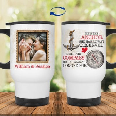 14 oz. White Travel Mug