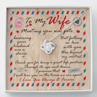 Husband to My Wife Meeting You Was Fate Becoming Your Husband Was a Choice Love Knot Pendant Necklace - Love Knot Necklace