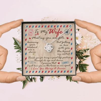 Husband to My Wife Meeting You Was Fate Becoming Your Husband Was a Choice Love Knot Pendant Necklace