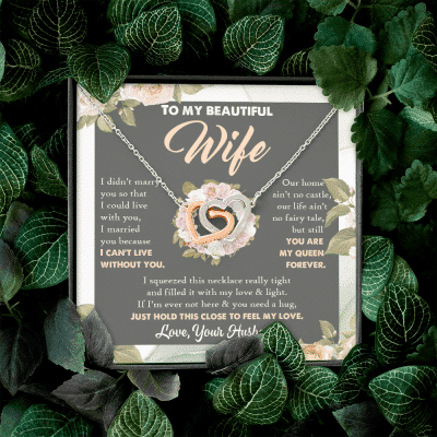 To My Beautiful Wife From Husband You Are My Queen Interlocking Hearts Pendant Necklace - Valentines Day Gift