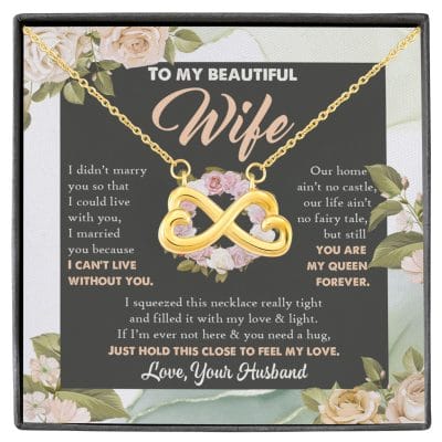 To My Beautiful Wife From Husband You Are My Queen Infinity Heart Pendant Necklace - Valentines Day Gift