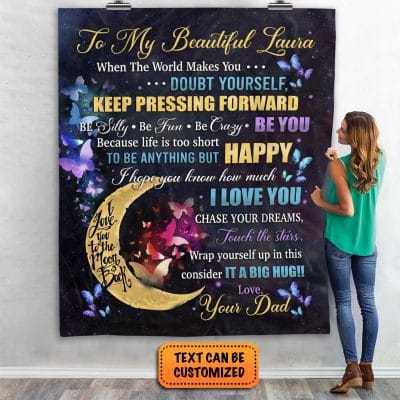 Alternative view of Gifts for Granddaughter Personalized When The World Makes You Doubt Yourself Keep Pressing Forward Fleece Blanket - Mink Blanket