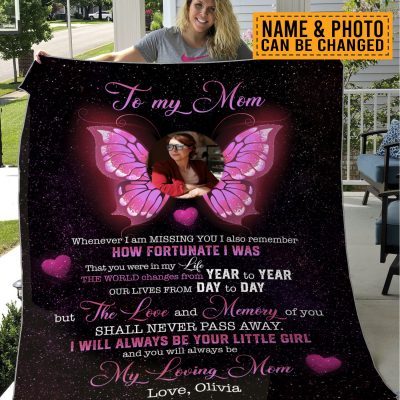 Alternative view of Custom Photo Blanket to My Mom Whenever I Am Missing You I Also Remember Sympathy Gifts Personalized Fleece Blanket - Mink Blanket