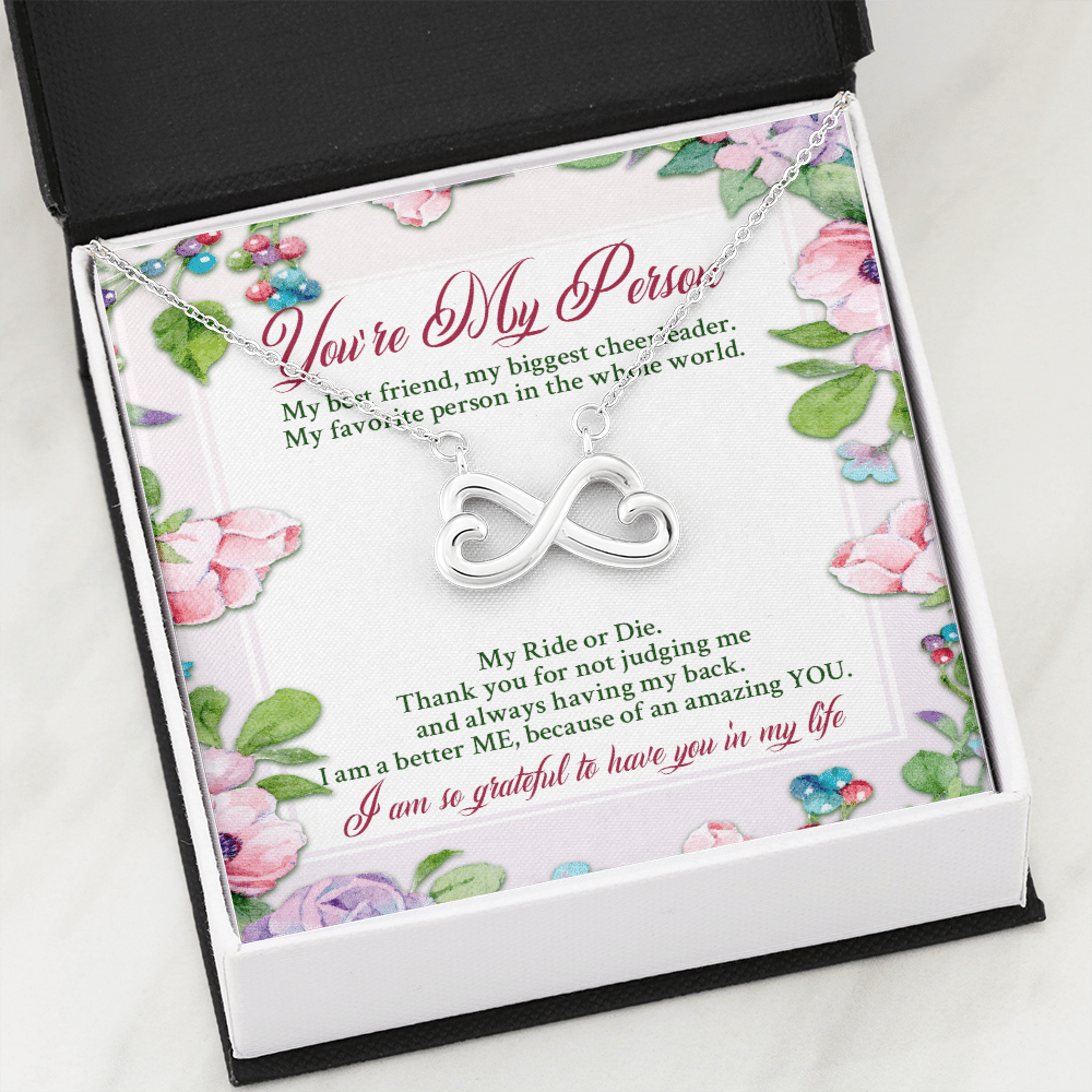 You're My Person My Best Friend My Biggest Cheerleader Infinity Heart Pendant Necklace - Bestie Gift Necklace