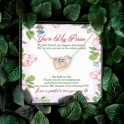 You're My Person My Best Friend My Biggest Cheerleader Interlocking Hearts Pendant Necklace - Bestie Gift Necklace