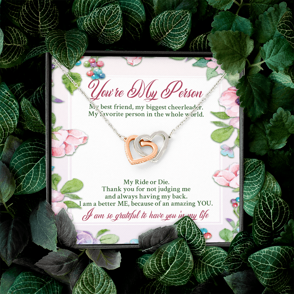 You're My Person My Best Friend My Biggest Cheerleader Interlocking Hearts Pendant Necklace - Bestie Gift Necklace