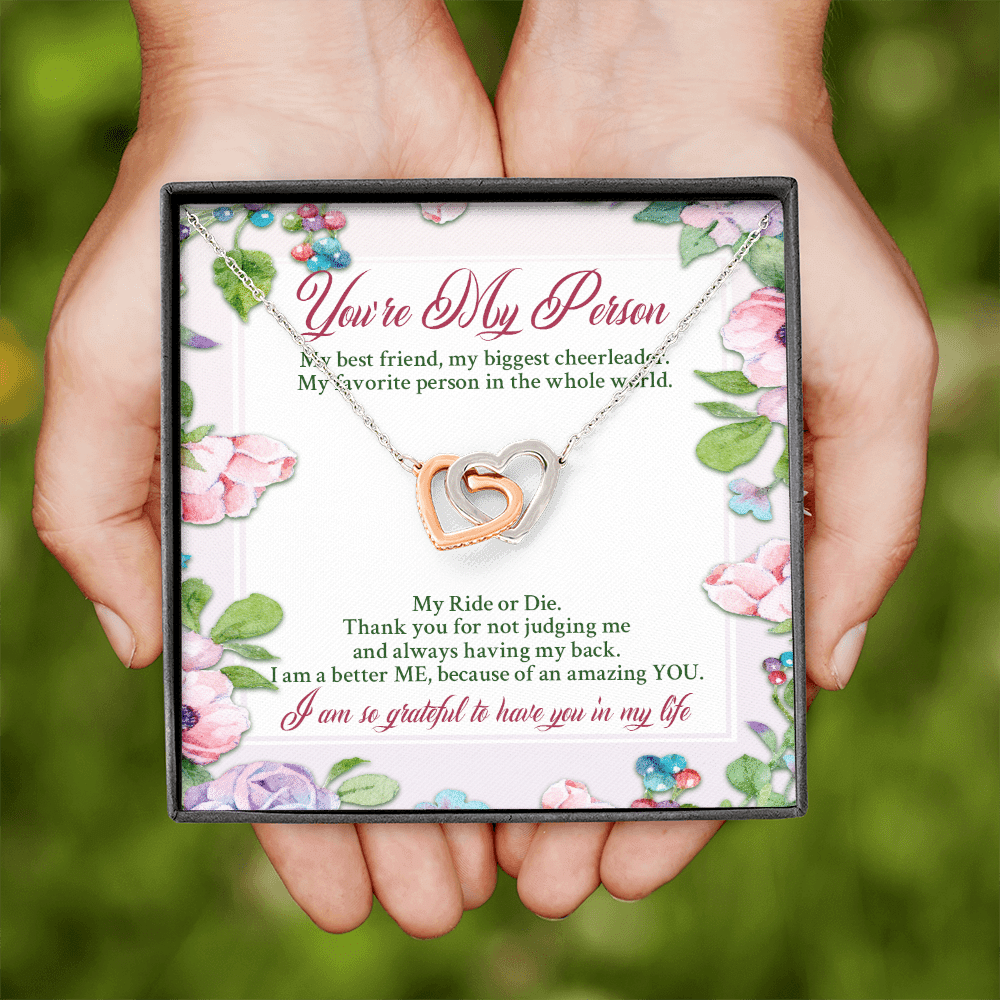 You're My Person My Best Friend My Biggest Cheerleader Interlocking Hearts Pendant Necklace - Bestie Gift Necklace