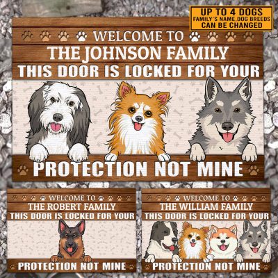 Custom Dog Breeds Doormat Welcome to My Home This Door Is Locked for Your Protection Not Mine Entrance Decorative Doormat