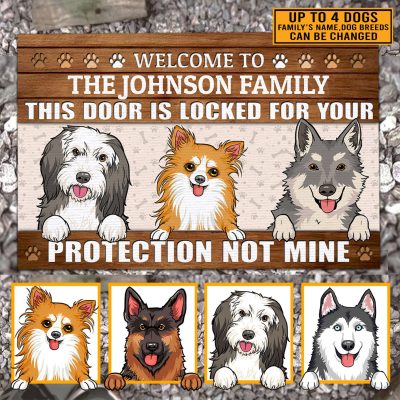 Alternative view of Custom Dog Breeds Doormat Welcome to My Home This Door Is Locked for Your Protection Not Mine Entrance Decorative Doormat