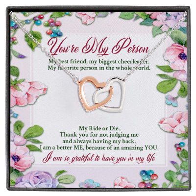 You're My Person My Best Friend My Biggest Cheerleader Interlocking Hearts Pendant Necklace - Bestie Gift Necklace