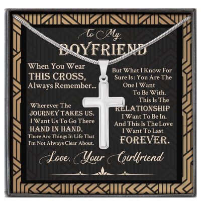 To My Boyfriend When You Wear This Cross Always Remember Christian Cross Pendant Necklace