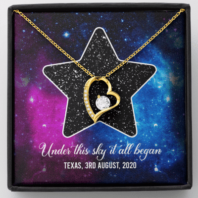 Custom Valentine Gifts Star Map Constellation Necklace Under This Sky It All Began Forever Love Pendant Necklace - Forever Love Necklace (18K Yellow Gold)