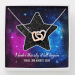 Custom Valentine Gifts Star Map Constellation Necklace Under This Sky It All Began Interlocking Hearts Pendant Necklace - Interlocking Hearts Necklace