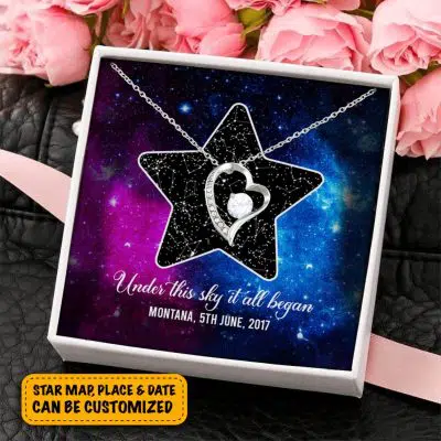 Alternative view of Custom Valentine Gifts Star Map Constellation Necklace Under This Sky It All Began Forever Love Pendant Necklace