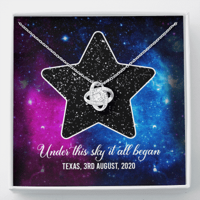 Custom Valentine Gifts Star Map Constellation Necklace Under This Sky It All Began Love Knot Pedant Necklace - Love Knot Necklace