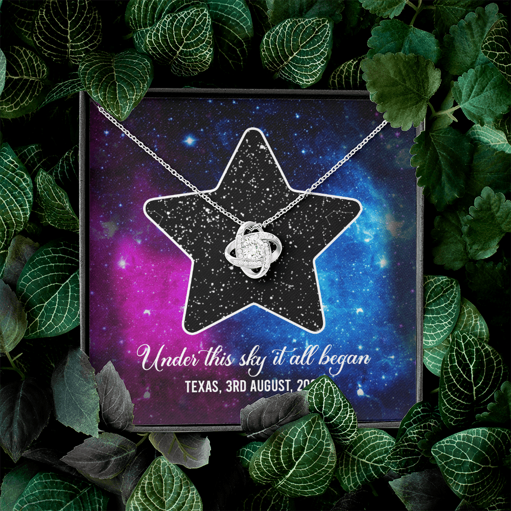 Custom Valentine Gifts Star Map Constellation Necklace Under This Sky It All Began Love Knot Pedant Necklace Custom Valentine Gifts Star Map Constellation Necklace Under This Sky It All Began Love Knot Pedant Necklace