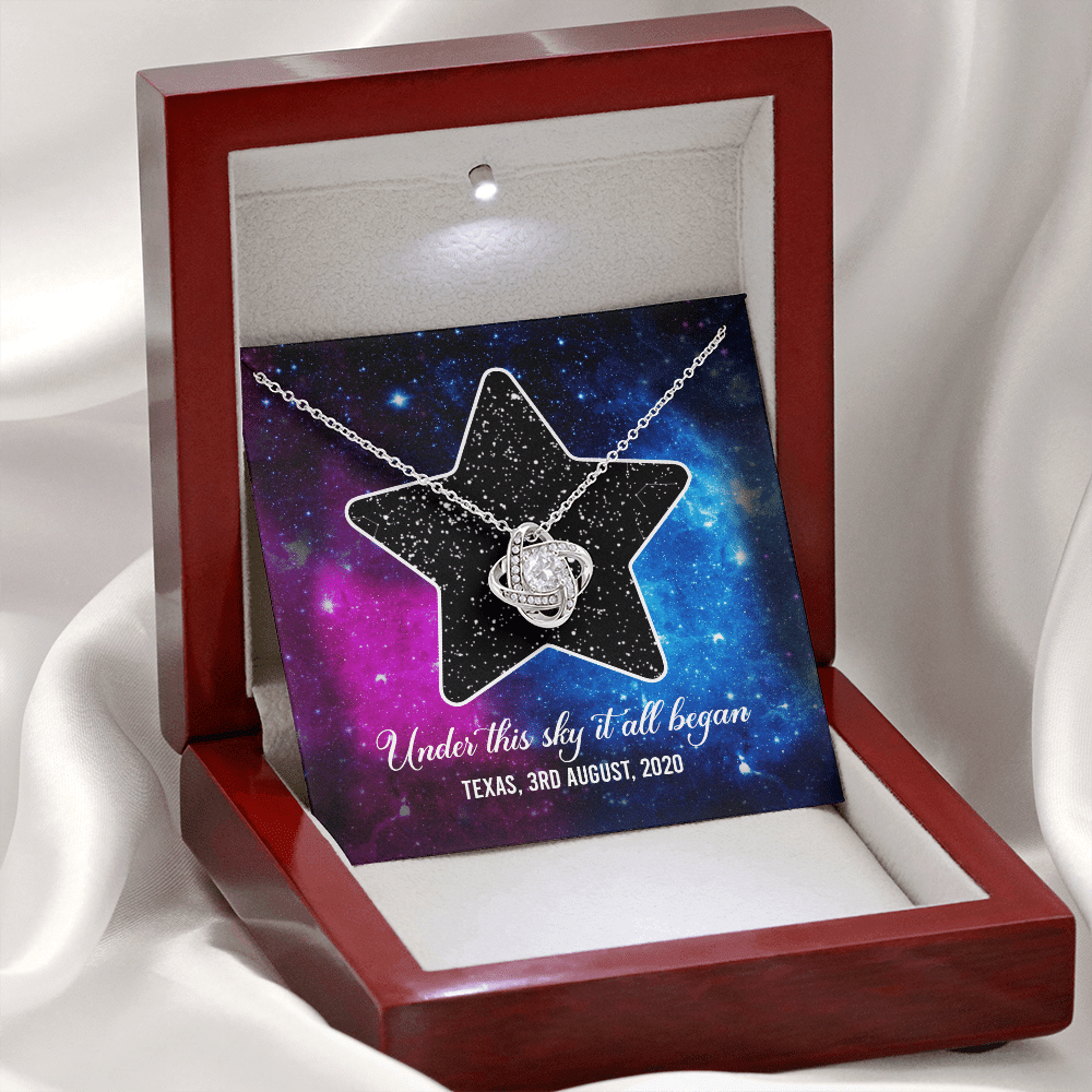 Custom Valentine Gifts Star Map Constellation Necklace Under This Sky It All Began Love Knot Pedant Necklace Custom Valentine Gifts Star Map Constellation Necklace Under This Sky It All Began Love Knot Pedant Necklace