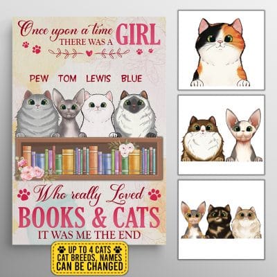 Alternative view of Custom Cat Breeds Canvas Once Upon A Time There Was a Girl Who Really Loved Books & Cats Gallery Wrapped Canvas Print - Home Decor Wall Art