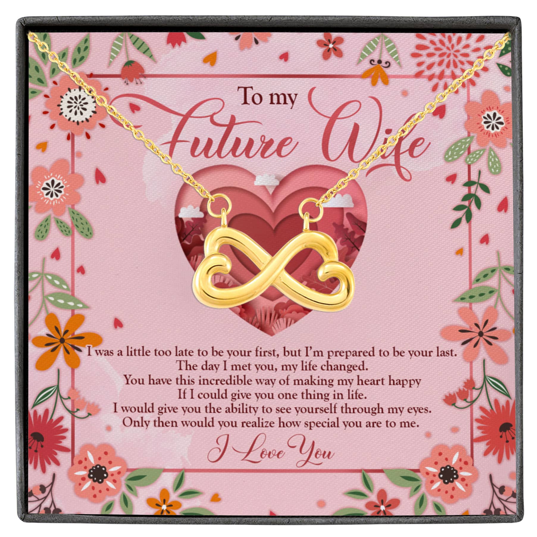 6BN. Special You Are Infinity Heart Necklace White (Gold)