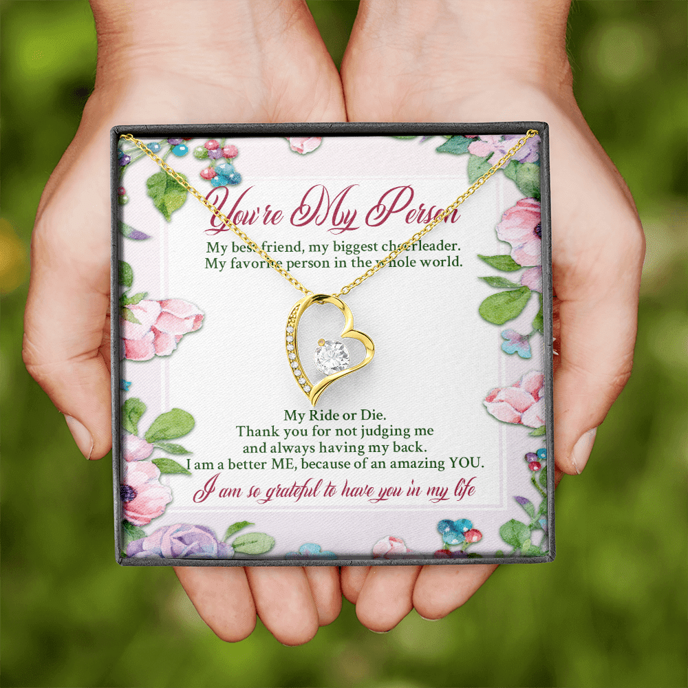 You're My Person My Best Friend My Biggest Cheerleader Forever Heart Pendant Necklace - Bestie Gift Necklace