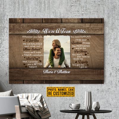 Alternative view of Personalized Photo We're A Team Whatever You Lack I Got You Couple Canvas Prints - Unframed Poster