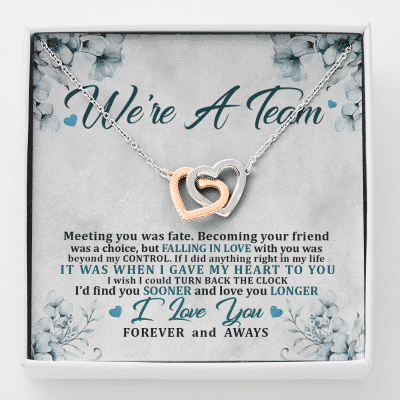 We're a Team Meeting You Was Fate Love You Forever Interlocking Hearts Pendant Necklace - Interlocking Hearts Necklace