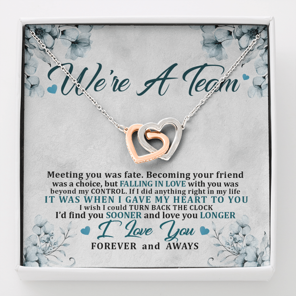 We're a Team Meeting You Was Fate Love You Forever Interlocking Hearts Pendant Necklace - Interlocking Hearts Necklace