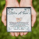 We're a Team Meeting You Was Fate Love You Forever Interlocking Hearts Pendant Necklace