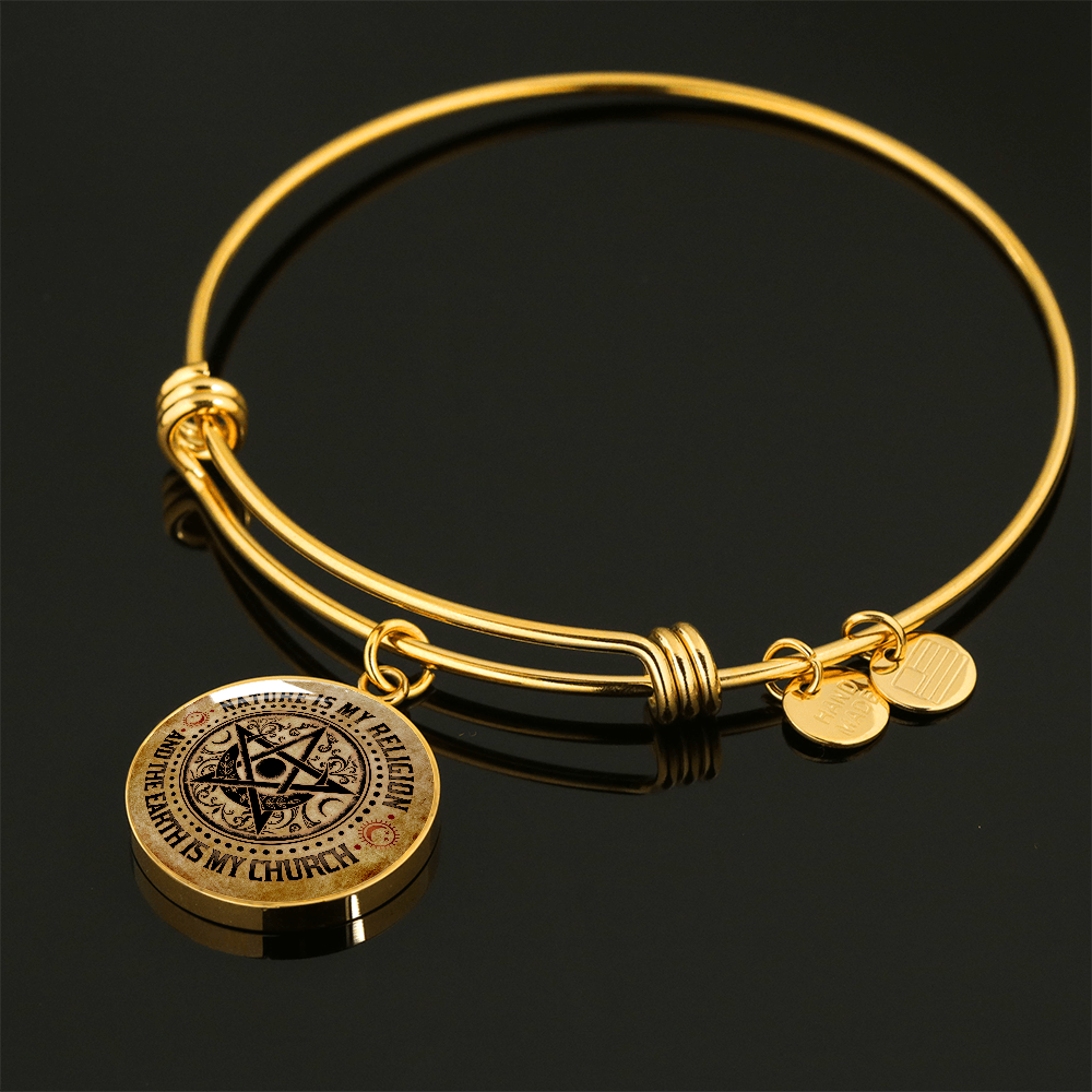 Nature Is My Religion And The Earth Is My Church Vintage Witch Circle Pendant Necklace - Bangle