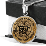 Nature Is My Religion And The Earth Is My Church Vintage Witch Circle Pendant Necklace - Bangle