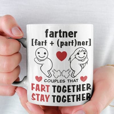 Fartner Couples That Fart Together Stay Together Valentine's Day Coffee Mug - Beer Stein - Water Bottle
