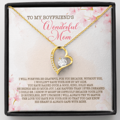 To My Boyfriend's Wonderful Mom I Will Forever Be Grateful For You Forever Love Pendant Necklace - Forever Love Necklace (18K Yellow Gold)
