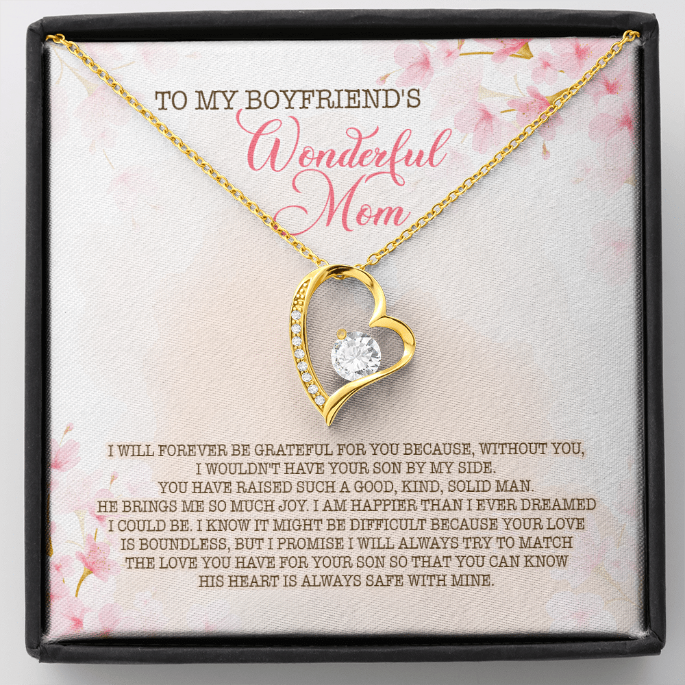 To My Boyfriend's Wonderful Mom I Will Forever Be Grateful For You Forever Love Pendant Necklace - Forever Love Necklace (18K Yellow Gold)