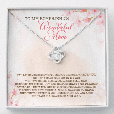 To My Boyfriend's Wonderful Mom I Will Forever Be Grateful For You Love Knot Pendant Necklace