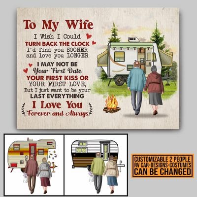 Personalized Old Couple RV Cars To My Wife I Wish I Could Turn Back The Clock Canvas Prints - Unframed Poster